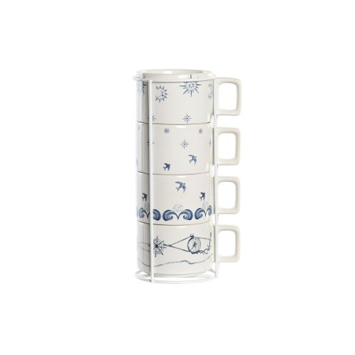 Set med kaffekoppar DKD Home Decor Bl Vit Metall Dolomite 260 m