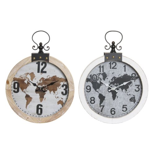 Vggklocka DKD Home Decor 40 x 4 x 54 cm Glas Jrn Tr MDF Vrld