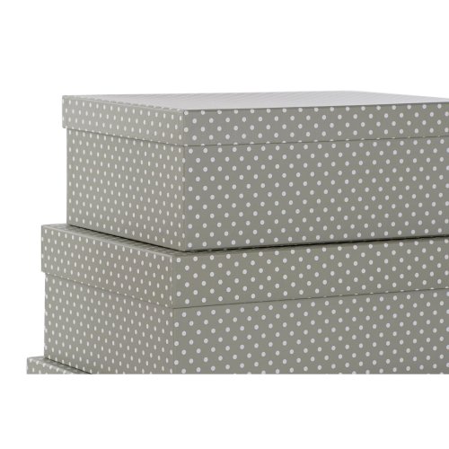 Set med stapelbara frvaringsldor DKD Home Decor Mus Gr Vit Pa