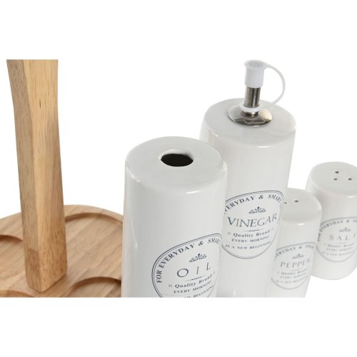 Set med olja och vinger DKD Home Decor Vit Tr Stengods 18 x 15