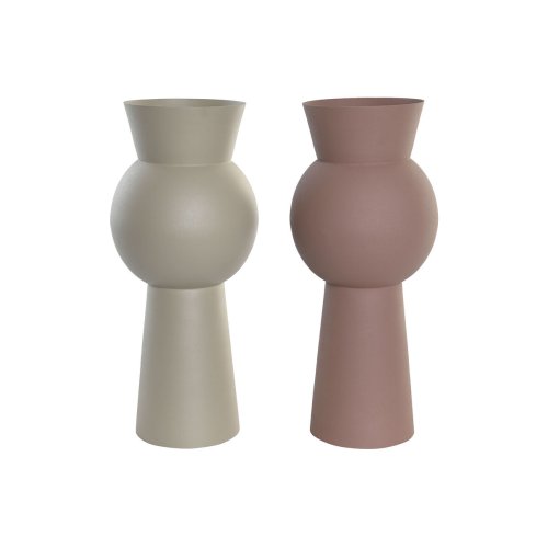 Vas DKD Home Decor Beige Rosa Jrn 17 x 17 x 40,5 cm (2 antal)