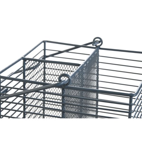 Bestickkorg DKD Home Decor Bl Vit Metall Gummitr 18 x 18 x 15