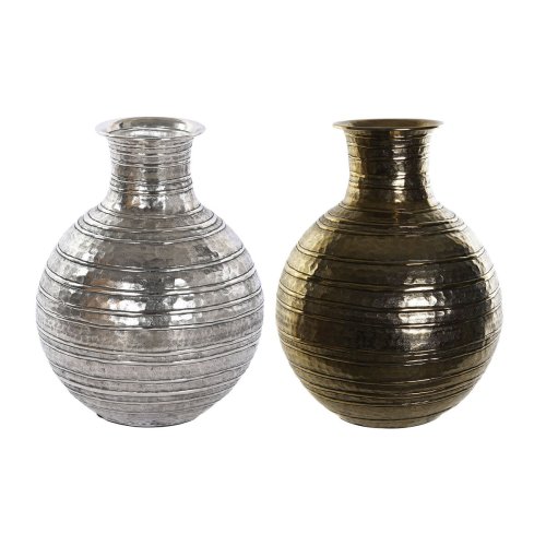 Vas DKD Home Decor Gyllene Silvrig Aluminium Modern Antikbehandl