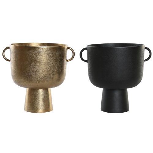 Vas DKD Home Decor 36 x 29 x 33 cm Svart Gyllene Aluminium Moder