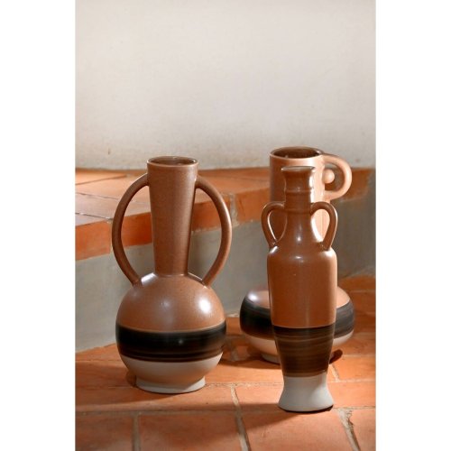 Vas DKD Home Decor Vit Gr Terrakota n Porslin 9,6 x 9 x 28,6 cm