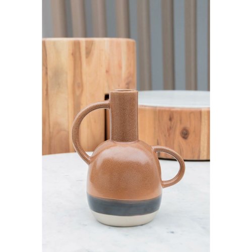 Vas DKD Home Decor Vit Gr Terrakota n Porslin 19,5 x 12 x 22,6