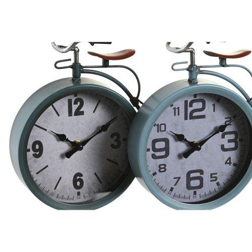 bordsklocka DKD Home Decor Bl Grn Cykel Vintage (2 antal)