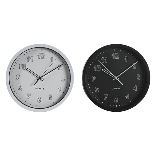Vggklocka DKD Home Decor Vit Svart PVC 25,4 x 4 x 25,4 cm (2 an