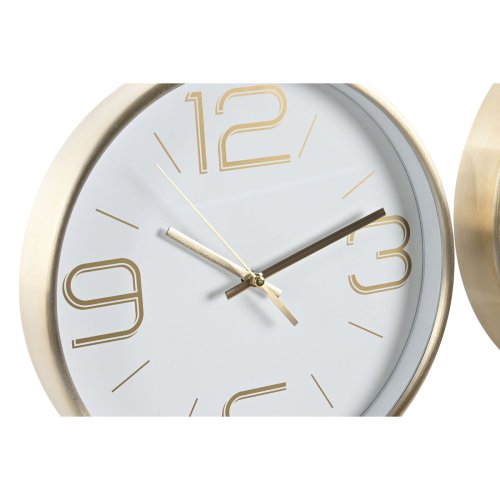 Vggklocka DKD Home Decor Vit Svart Gyllene Aluminium  25 cm 25