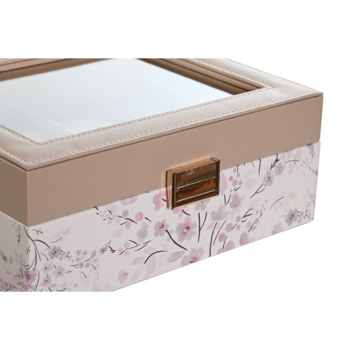 Box fr klockor DKD Home Decor Bl Ljusrosa Glas 22,5 x 19,5 x 9