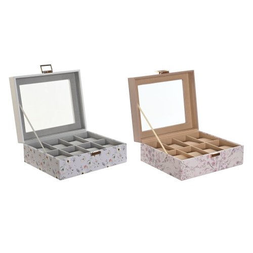 Box fr klockor DKD Home Decor Bl Ljusrosa Glas 22,5 x 19,5 x 9