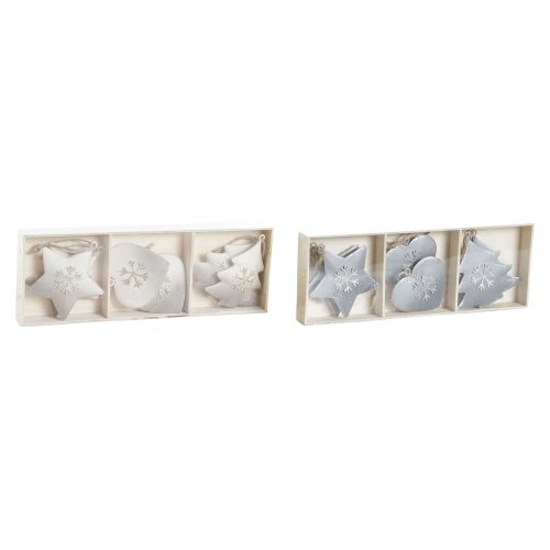 Hngdekoration DKD Home Decor Vit Gr Metall 7 x 2 x 7 cm (6 Del
