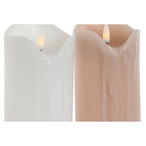 LED Ljus DKD Home Decor Vit Ljusrosa 7.5 x 7.5 x 20 cm 7,5 x 7,5