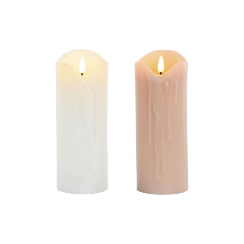 LED Ljus DKD Home Decor Vit Ljusrosa 7.5 x 7.5 x 20 cm 7,5 x 7,5