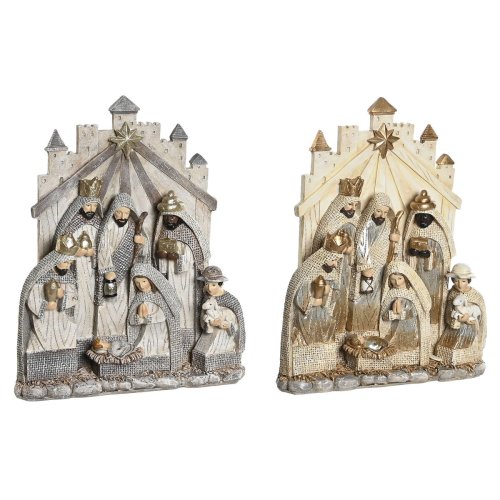 Julkrubba-set DKD Home Decor Gr Gyllene Harts 22 x 6 x 26 cm (2