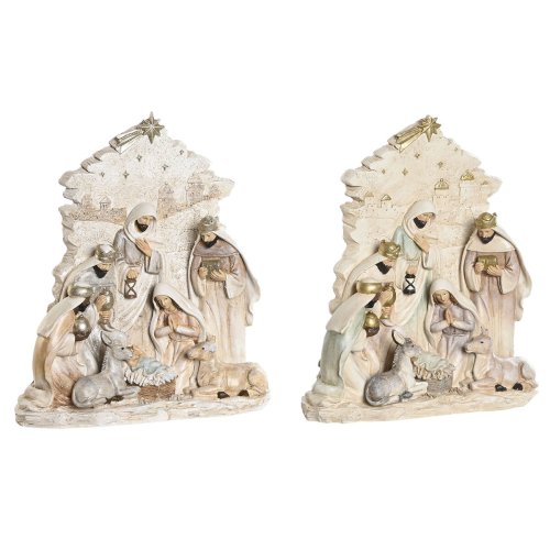 Julkrubba-set DKD Home Decor Bl Vit Rosa Harts 24 x 8 x 27,5 cm