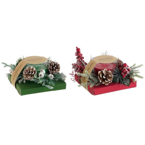 Ljus DKD Home Decor Rd Grn 20 x 20 x 9 cm 8 x 8 x 9 cm (2 anta
