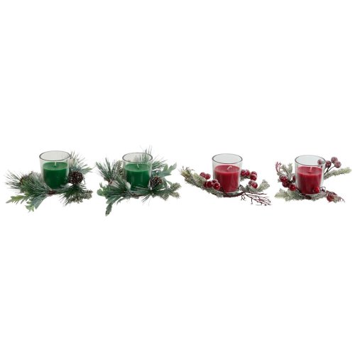 Ljus DKD Home Decor Rd Grn 5,5 x 5,5 x 6,5 cm (2 antal)