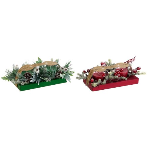 Ljus DKD Home Decor Rd Grn 5,5 x 5,5 x 6,5 cm (2 antal)