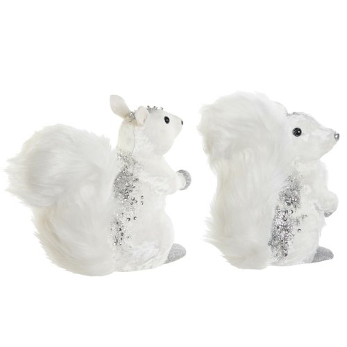 Julgranskula DKD Home Decor Vit Ekorre 22 x 11 x 22 cm (2 antal)