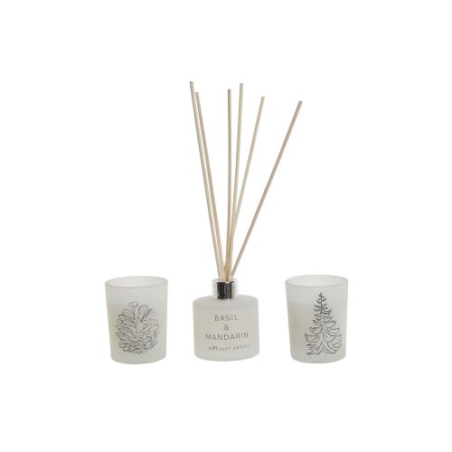 Set med levande ljus DKD Home Decor Vit Jul 5 x 5 x 6 cm