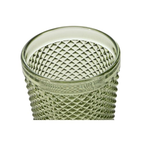 Glasset DKD Home Decor Grn Glas Med relief 240 ml (6 antal)