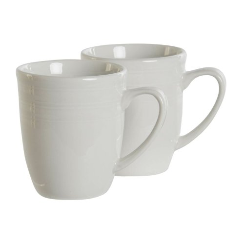 Set med 4 muggar DKD Home Decor Vit Porslin 330 ml 12 x 10 x 9 c