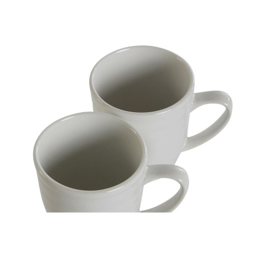 Set med 4 muggar DKD Home Decor Vit Porslin 330 ml 12 x 10 x 9 c