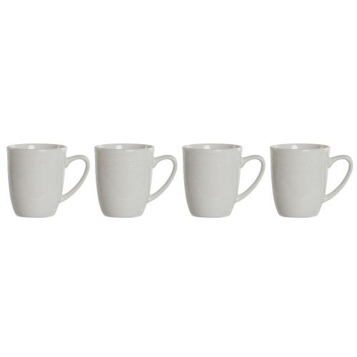 Set med 4 muggar DKD Home Decor Vit Porslin 330 ml 12 x 10 x 9 c