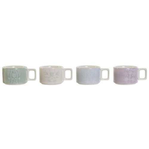 Set med kaffekoppar DKD Home Decor Grn Himmelsbl Lila Metall B