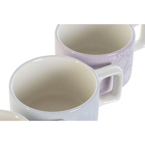 Set med kaffekoppar DKD Home Decor Grn Himmelsbl Lila Metall B