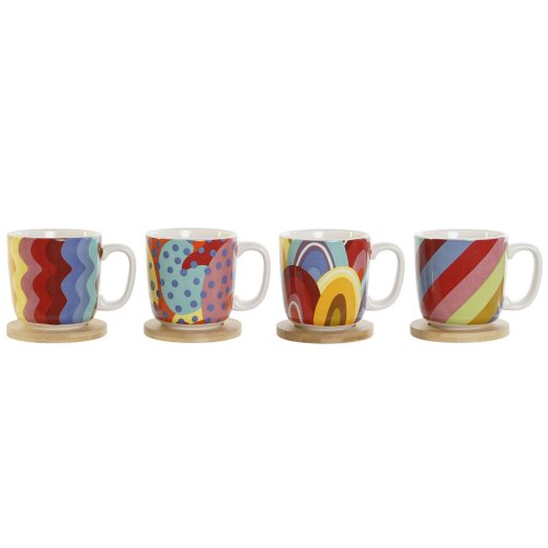 Kaffeset DKD Home Decor Multicolour Korall Bambu Dolomite Modern
