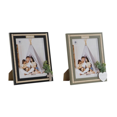 Fotoram Home ESPRIT Svart Grn Naturell Glas Tr MDF Skandinavis