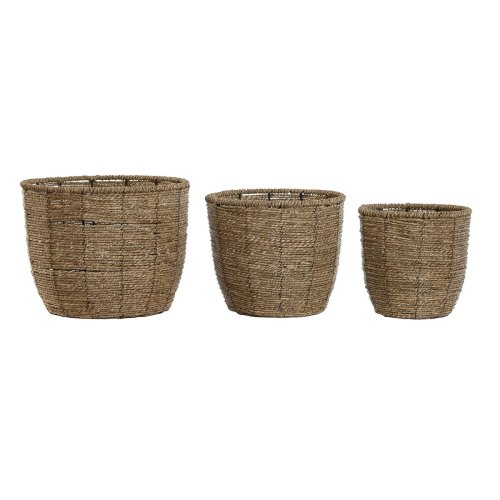 Set med planteringskrl Home ESPRIT Brun Fibrer Tropiskt 31 x 31