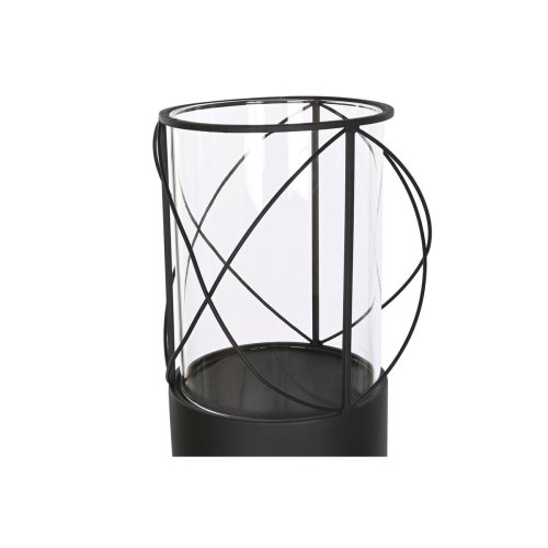 Set med ljusstakar Home ESPRIT Svart Metall Glas 27 x 27 x 125 c