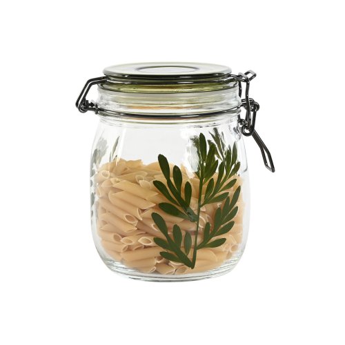 Uppsttning med 4 Burkar Home ESPRIT Grn Glas Jrn 1,5 L 11,3 x