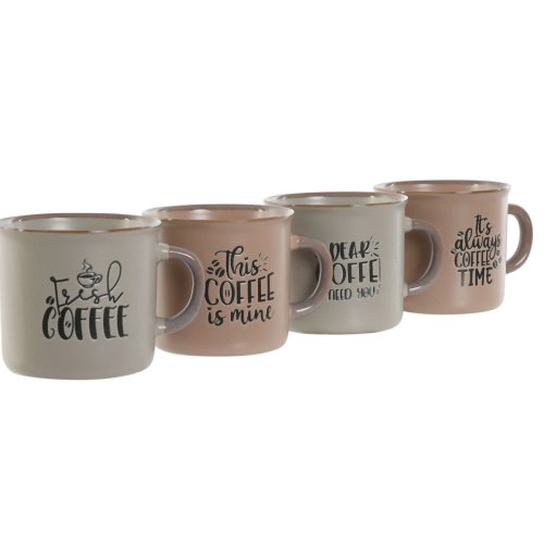 Set med kaffekoppar Home ESPRIT Bl Rosa Stengods 180 ml