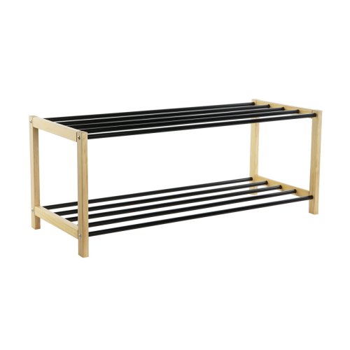 Skostll Home ESPRIT Svart Naturell 80 x 31 x 32 cm