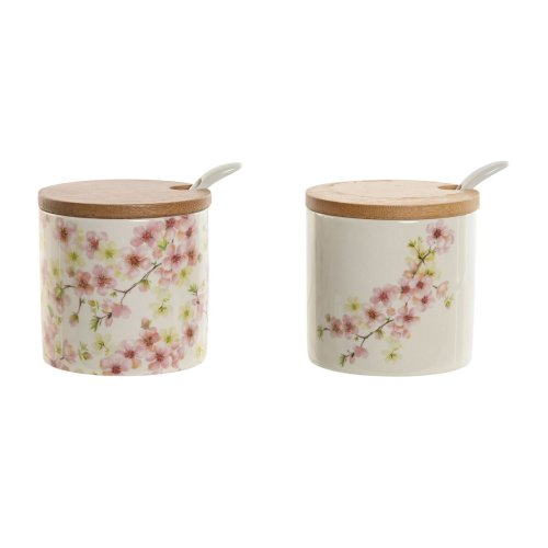 Sockerstrare Home ESPRIT Vit Rosa Lila Bambu Dolomite 7,5 x 7,5
