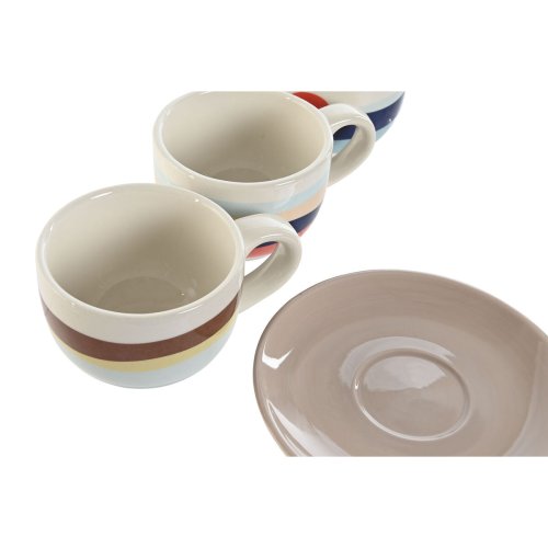 Set med kaffekoppar Home ESPRIT Gul Bl Grn Lila Metall Dolomit