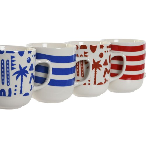 Mugg Home ESPRIT Bl Rd Porslin Boho 380 ml (4 antal)