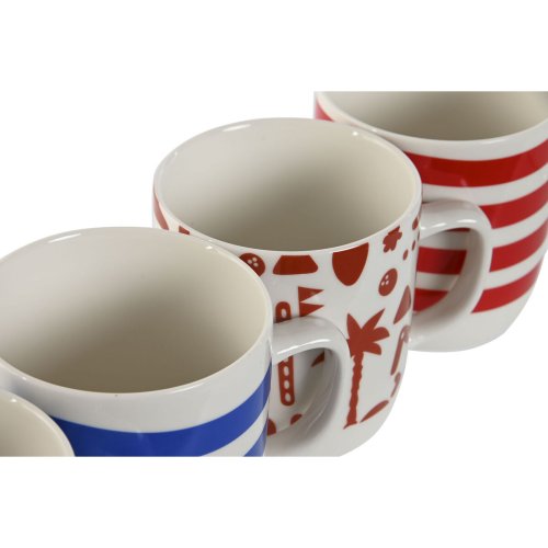 Mugg Home ESPRIT Bl Rd Porslin Boho 380 ml (4 antal)
