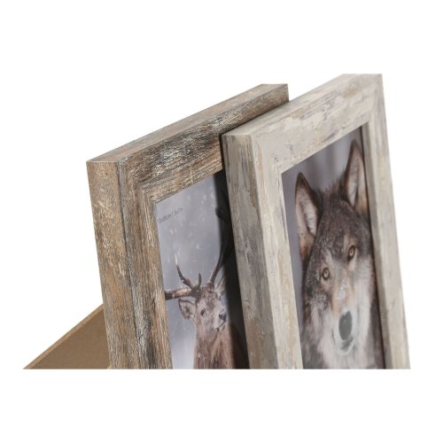 Fotoram Home ESPRIT Vit Naturell Aluminium Glas polystyren Scand