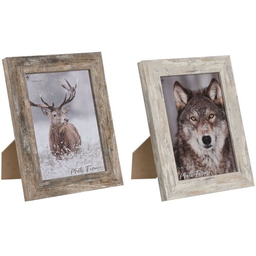 Fotoram Home ESPRIT Vit Naturell Aluminium Glas polystyren Scand