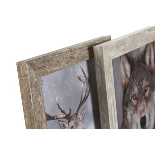 Fotoram Home ESPRIT Vit Naturell Glas polystyren Skandinavisk 24