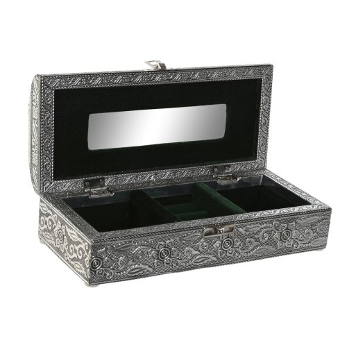 Smyckeskrin Home ESPRIT Grn Silvrig Tr Aluminium 22,5 x 10 x 6