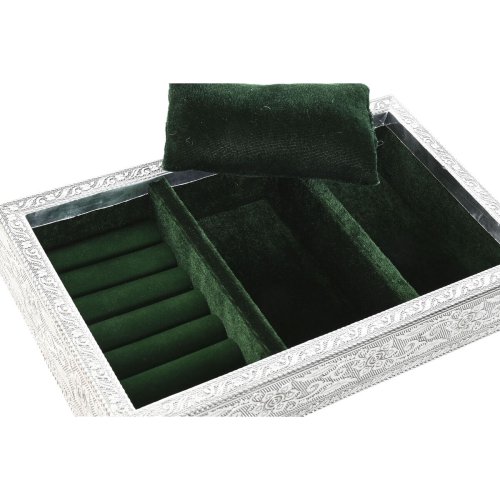 Smyckeskrin Home ESPRIT Grn Silvrig Tr Aluminium 25 x 15 x 5 c