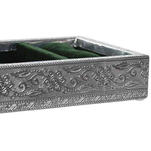 Smyckeskrin Home ESPRIT Grn Silvrig Tr Aluminium 25 x 15 x 5 c