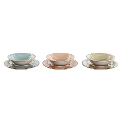 Servissats Home ESPRIT Bl Grn Multicolour Rosa Ambra Stengods