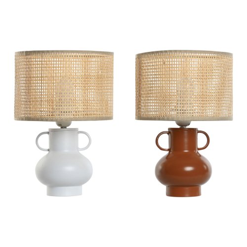 Bordslampa Home ESPRIT Vit Naturell Terrakota n Metall Bambu 50